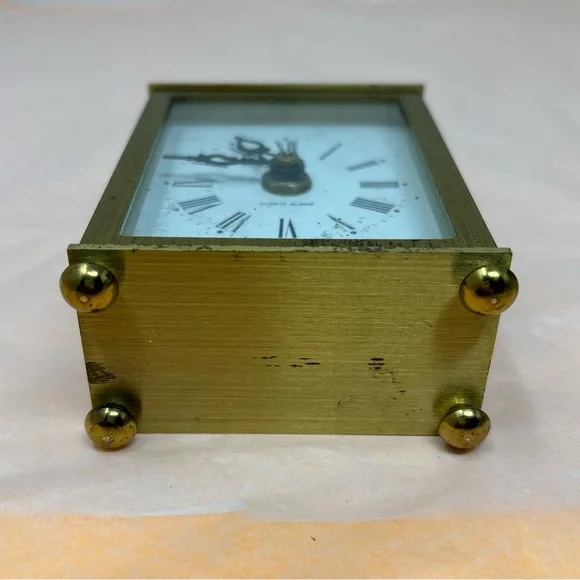 Quartz Alarm Carriage Clock in Brass Finish non working prop from west Germany - Picture 7 of 16